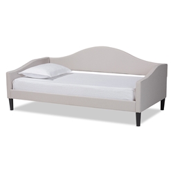 Baxton Studio Milligan Modern and Contemporary Beige Fabric Upholstered and Dark Brown Finished Wood Twin Size Daybed